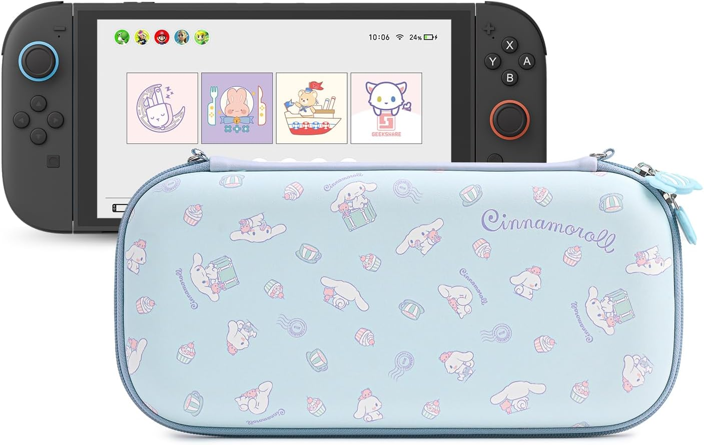 Kuitmor Carrying Case Compatible with Switch 2 (2025) 7.9 Inch, Hard-Shell Slim Travel Case with 12 Game Card Slots for Switch 2 Console and Accessories, Candy Party (Blue)