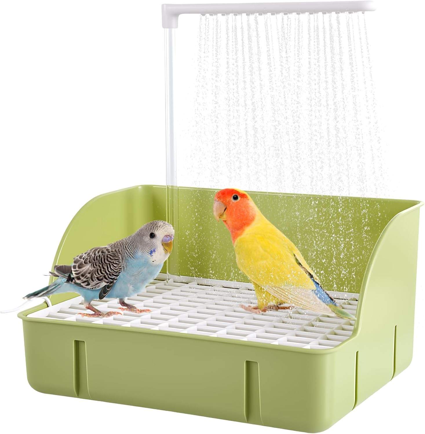 Umisu Bird Bathhouse Bathtub Automatic Bird Bath with Pump, Bird Bath Bath Bird Shower Accessories for Parakeets Birds Parrot (Green, L) image number 4