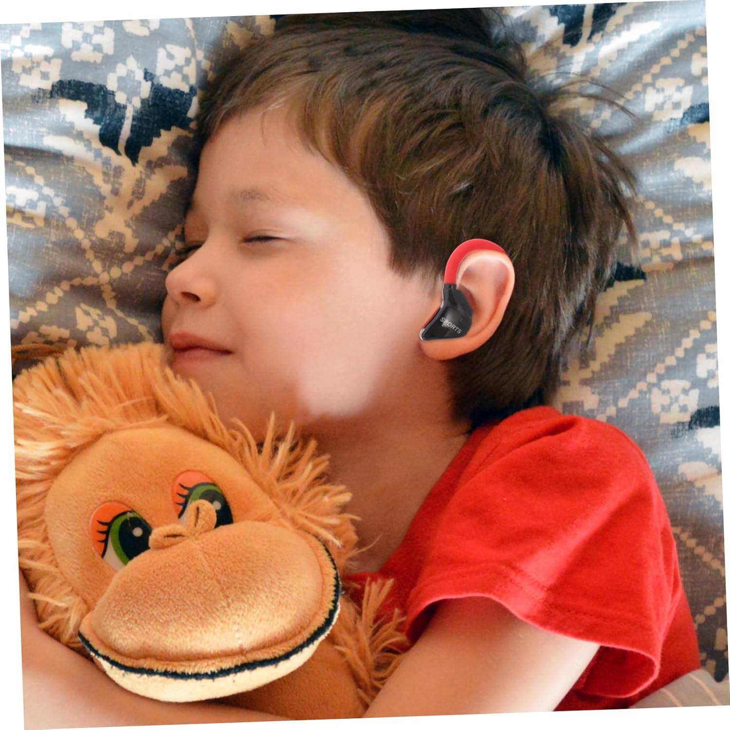 NUOBESTY Wired Ear Hook Headphones Earphones with Mic for Sports Running Fitness Red Wired In-Ear Headset Compatible with 3.5Mm Devices image number 5