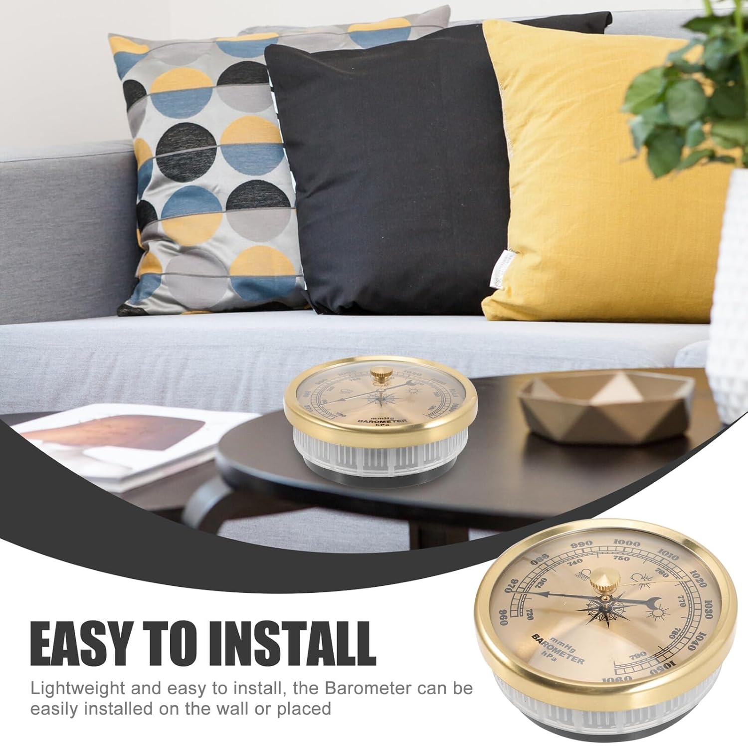 Ifundom Adjustable Dial Aneroid Barometer for Home and Outdoor Use Compact Weather Pressure Gauge with Plastic and Metal Construction Multifunctional Weather Forecast Tool image number 1