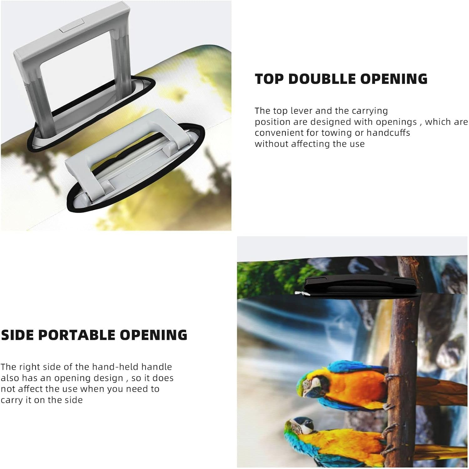 Cute Parrot Luggage Cover Washable Suitcase Protector Anti-Scratch Suitcase Cover Fits 18-32 Inch Luggage image number 6