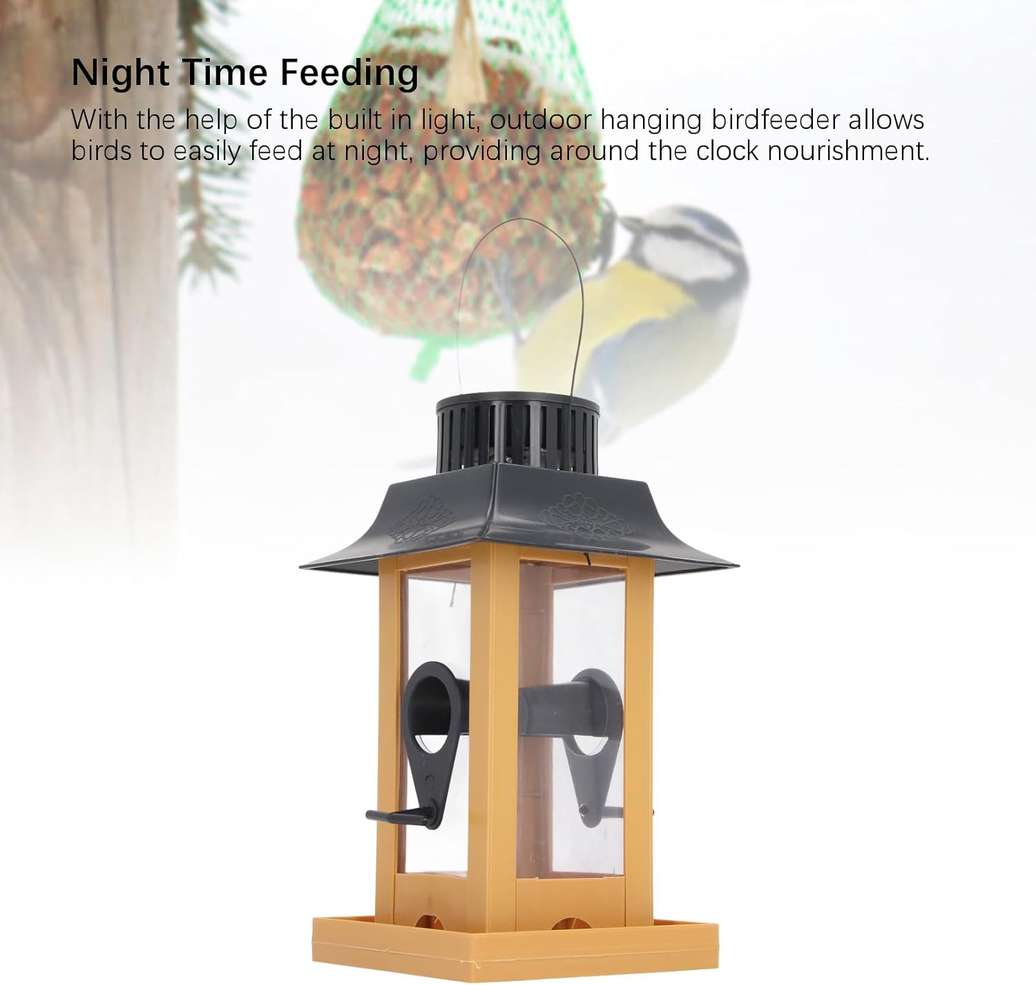 Solar Light Bird Feeder Easy Refill Long Lifespan Decorative Outdoor Hanging Lighthouse Birdfeeder for Backyard Patio image number 6