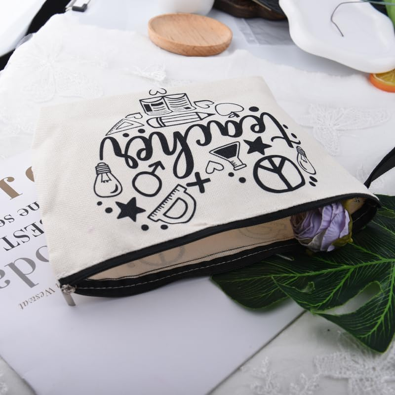 Teacher Appreciation Gifts for Women Makeup Bags for Teachers Travel Cosmetic Bags for Women Thank You Gifts for Teachers Graduation Retirement Birthday Gift for Teacher Makeup Bag image number 2