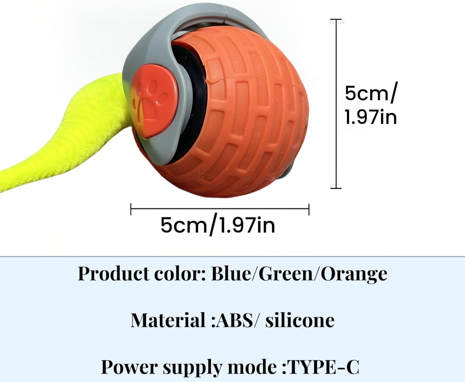 Interactive Cat Ball Toy, Electric Cat Ball Toy, 2025 Upgrade Interactive Cat Toy Ball, Automatic Moving Cat Toy Suitable for Active and Playful Cats (Tangerine) image number 3