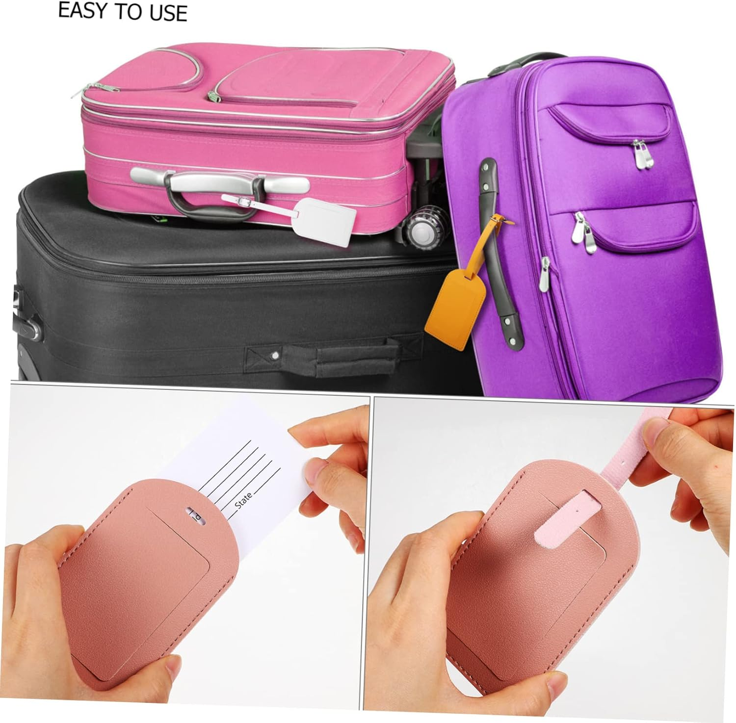 VALICLUD 8Pcs Leather Luggage Tag Thicken Luggage Tag Flipping Lid for Suitcase Travel Accessories Travel Necessity image number 6