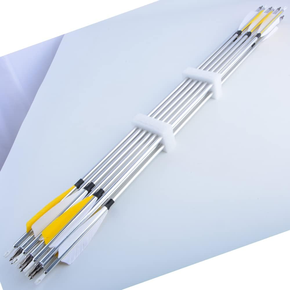 ZSHJGJR 31" Archery Aluminum Arrows 500 Spine Hunting Arrows with Removable Tips Natural Feather Fletchings Targeting Arrows for Compound & Recurve Bow 6/12 Pack image number 5