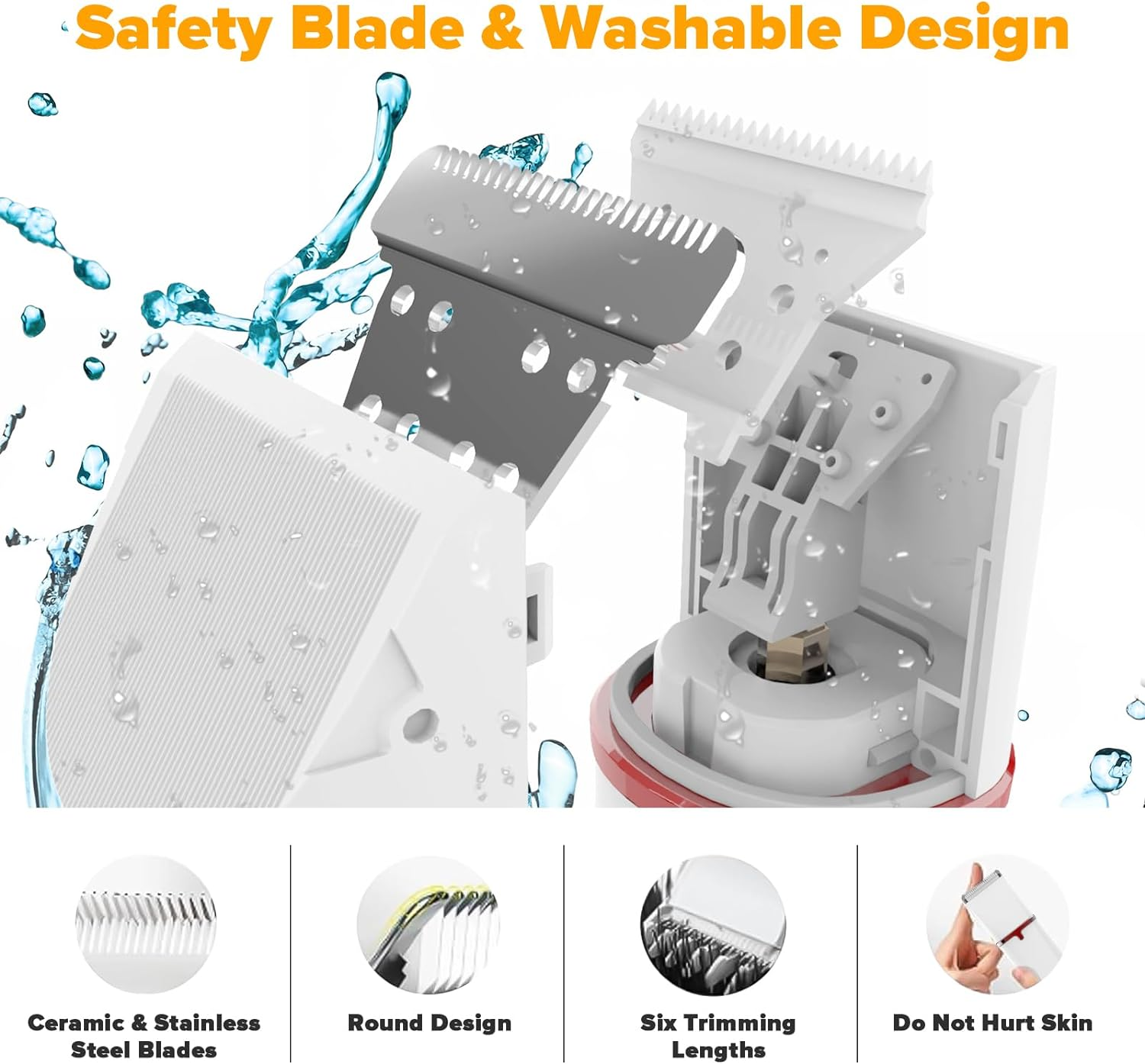 Advwin Dog Hair Grooming Clippers Kit with Nail Grinder, 4 in 1 Low Noise Silent Electric Clippers, Rechargeable Cordless Pet Clippers for Dogs & Cats, Grooming Paws, Eyes, Ears, Face, Matted Hair image number 4