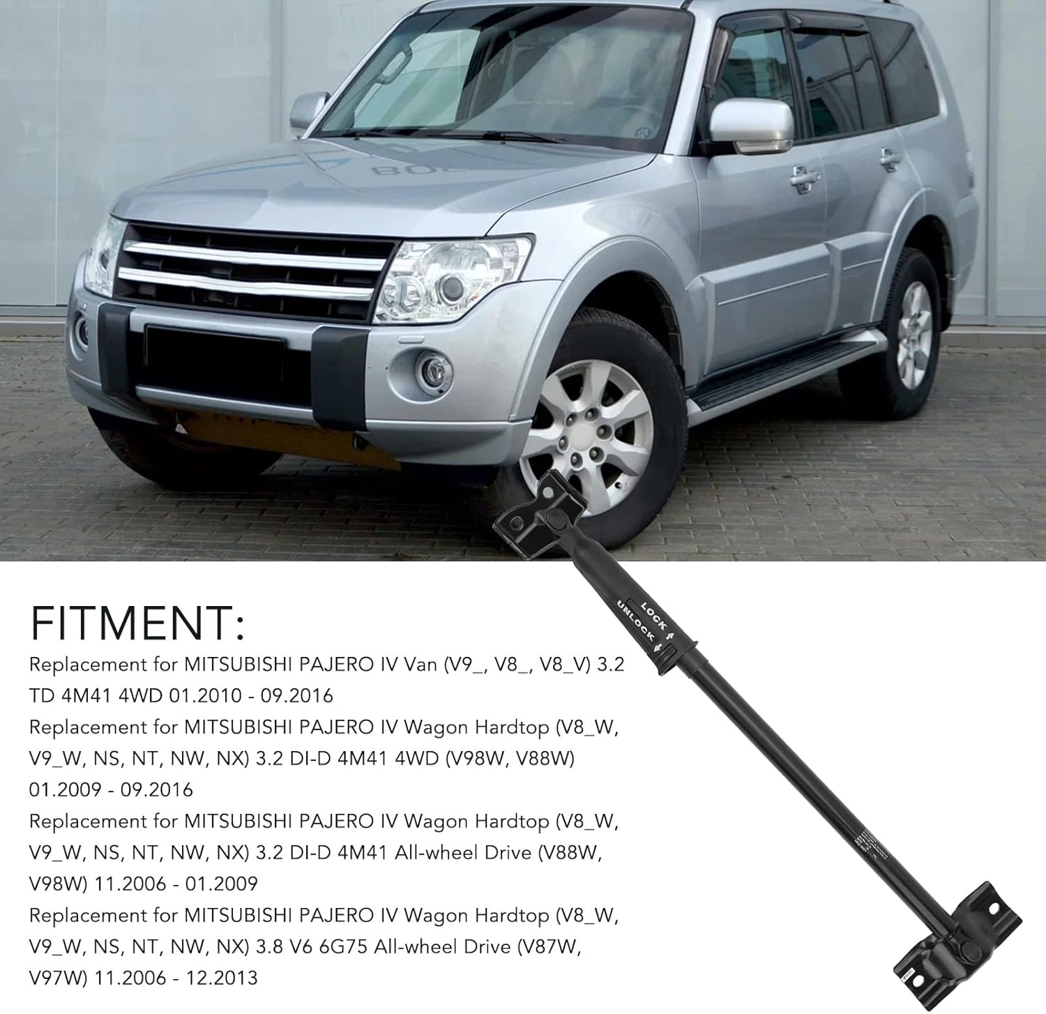 Tailgate Support Strut, 5822A001 5822A020 Door Safety Stopper Back Rear Boot Damper Replacement for Pajero, Lift Ports Rear Door Stopper Strut Rear Boot Door Damper Replacement image number 5