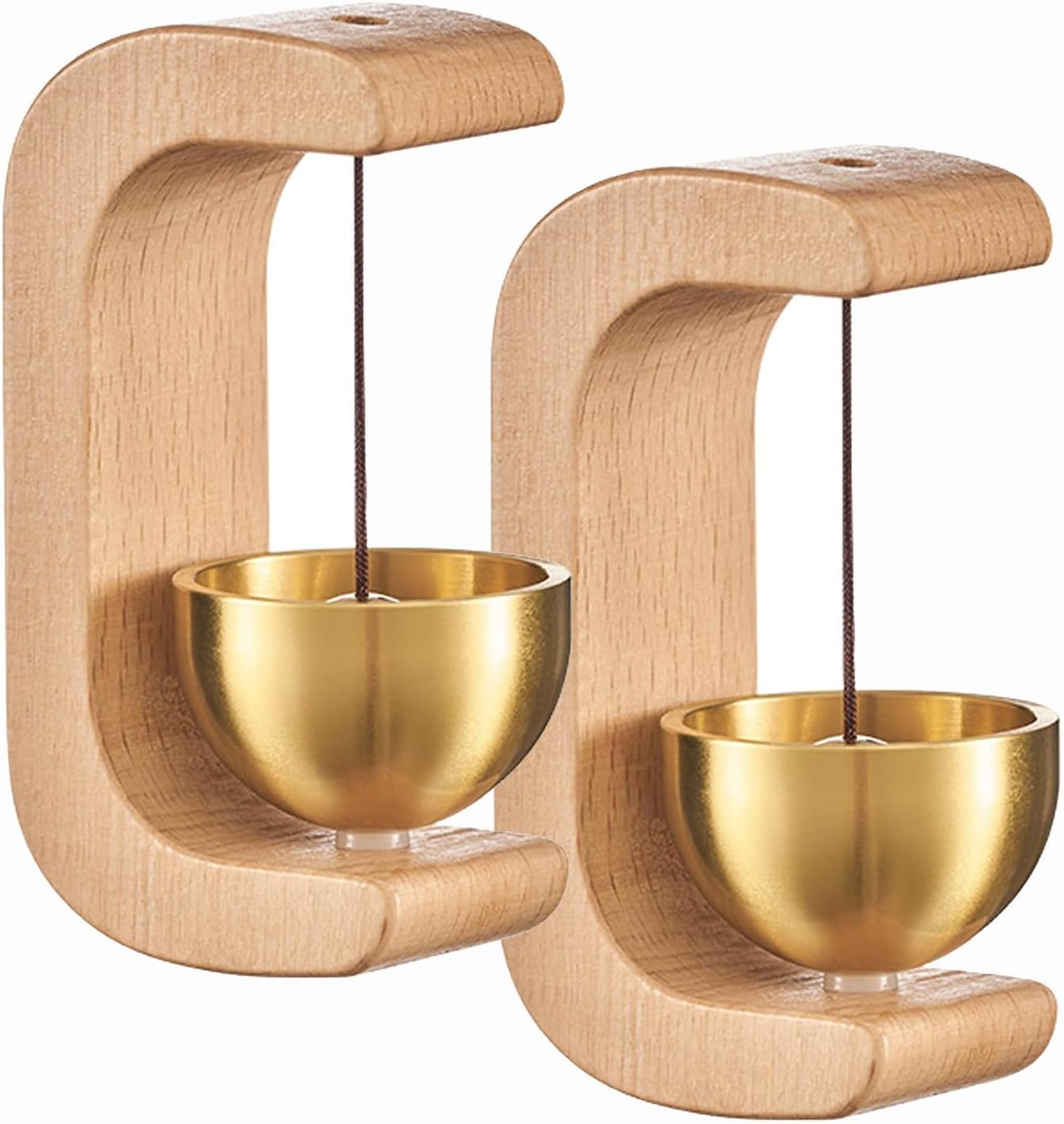2Pcs Shopkeepers Bell for Door Opening, Magnetic Shopkeepers Bell Wood Doorbell Wind Chime(Walnut Wood)