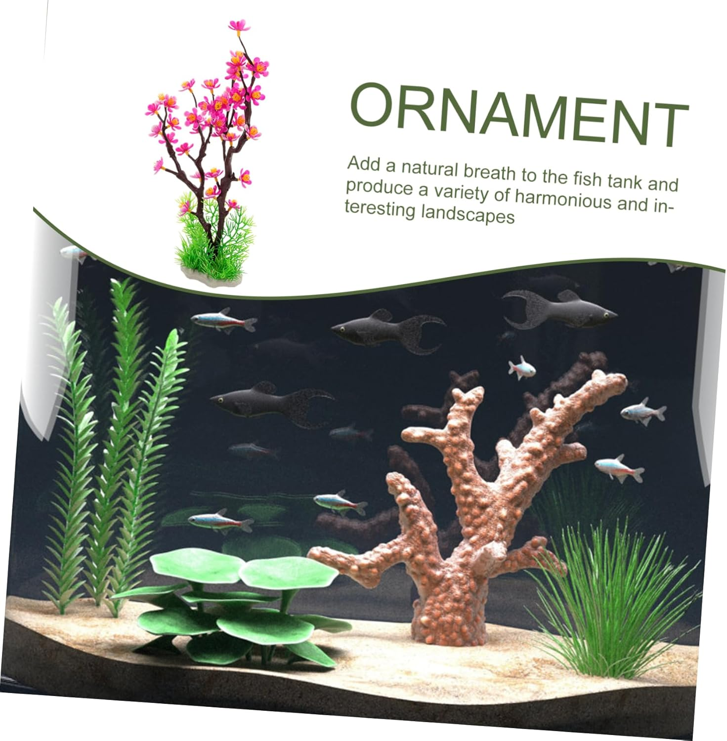 Kisangel Artificial Plum Blossom Aquarium Plants Underwater Decoration for Fish Tank Lightweight and Realistic Aquatic Plant Decoration for Home and Office Aquariums image number 5