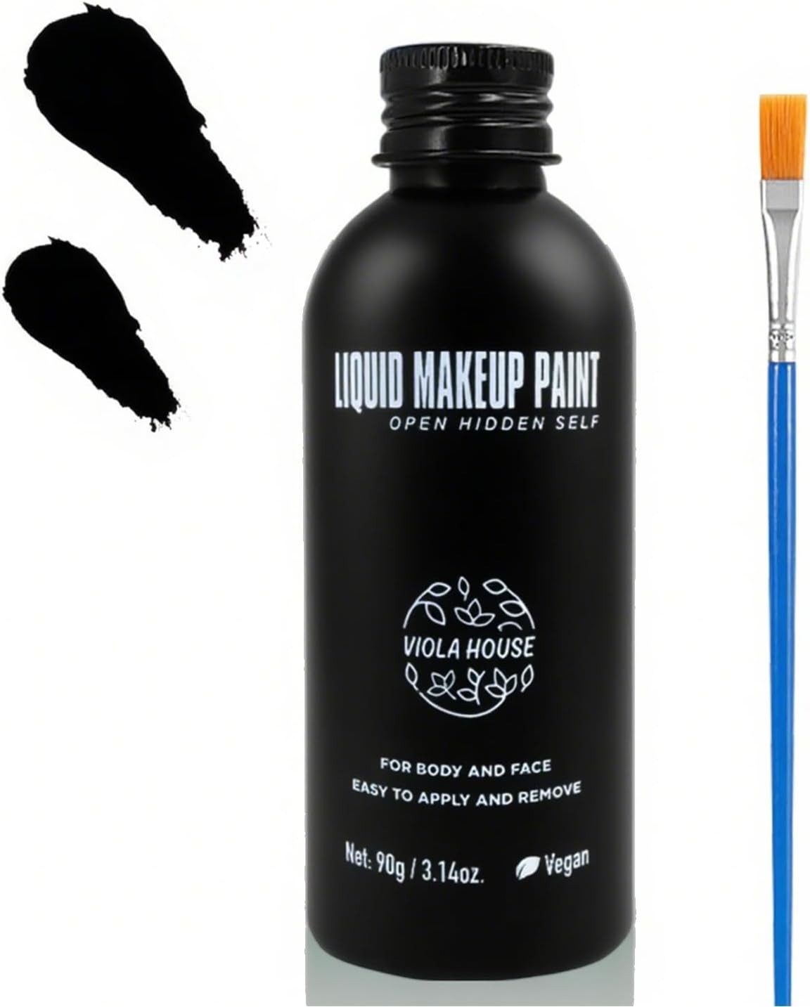 VIOLA HOUSE 6Pcs Face & Body Paints Set with 2Pcs Body Painting Brushes, Liquid Body Paints Kit Party Theater Makeup Professional Body Paint Christmas Thanksgiving Birthday Gift