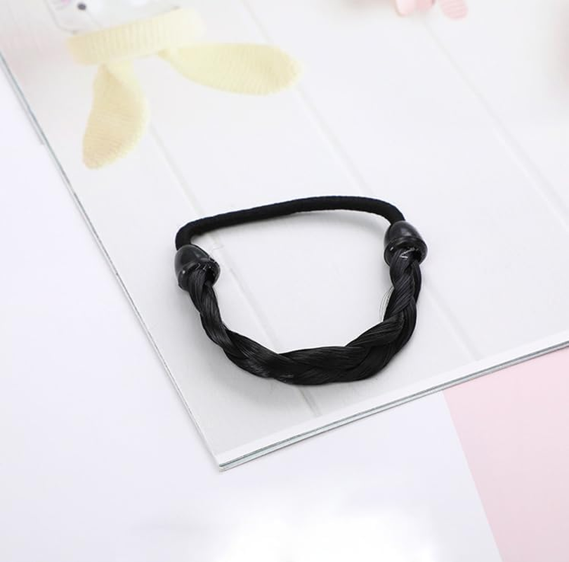 Elastic Hair Band Braided Wig Synthetic Wig Elastic Rope Braided Headband Ponytail Holder for Women and Girls 3 Pieces (3 Colors) image number 3