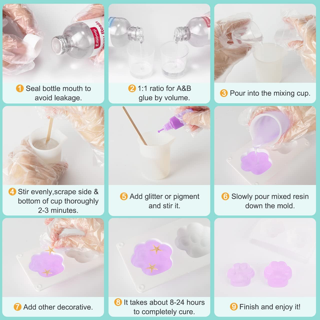 Epoxy Resin Kit, for Art, Jewelry, Crafts, Keychain - Including Crystal Clear, Odor Free, High Gloss, Bubble Free, Premium Quality, Easy Casting, Craft Resin (A500Ml/16.9Fl.Oz+B500Ml/16.9Fl.Oz)