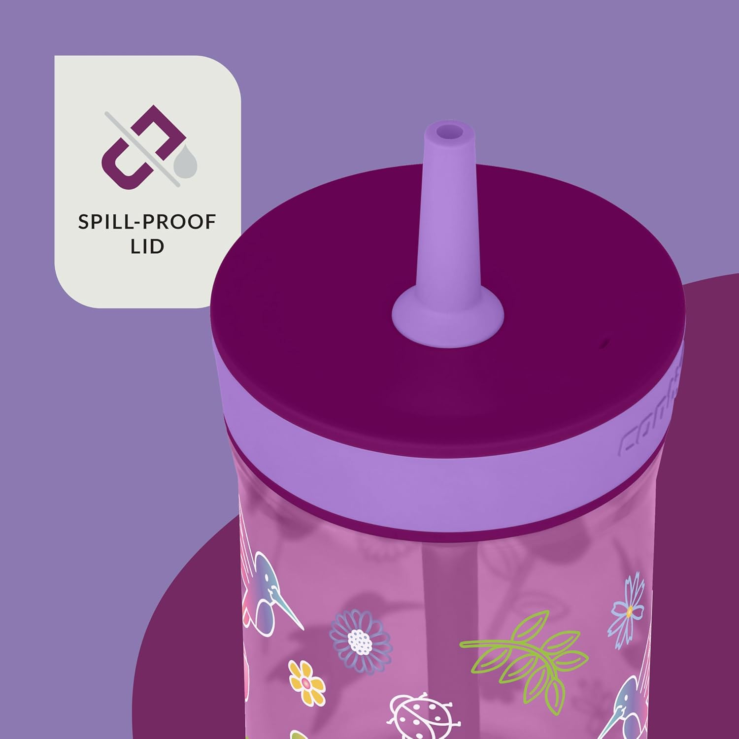 Contigo Leighton Straw Tumbler, 14 Oz, Grape (Tulips) image number 5