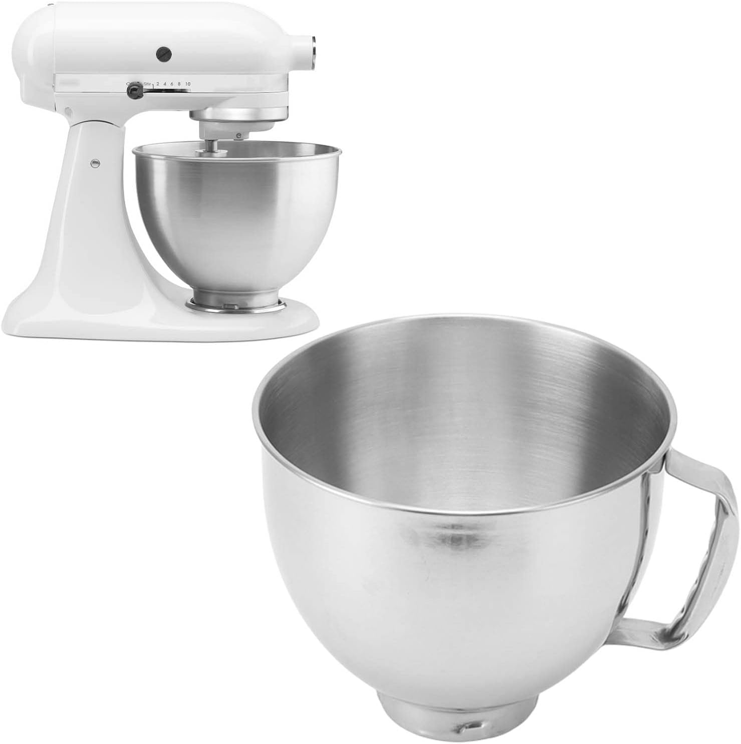 Stainless Steel Mixer Bowl for Kitchenaid Cassic 4.5Q & Artisan 5QT Series Stainless Steel Bowl with Handle Mixing Bowl Replacement Mixer Accessories Dishwasher Safe image number 5