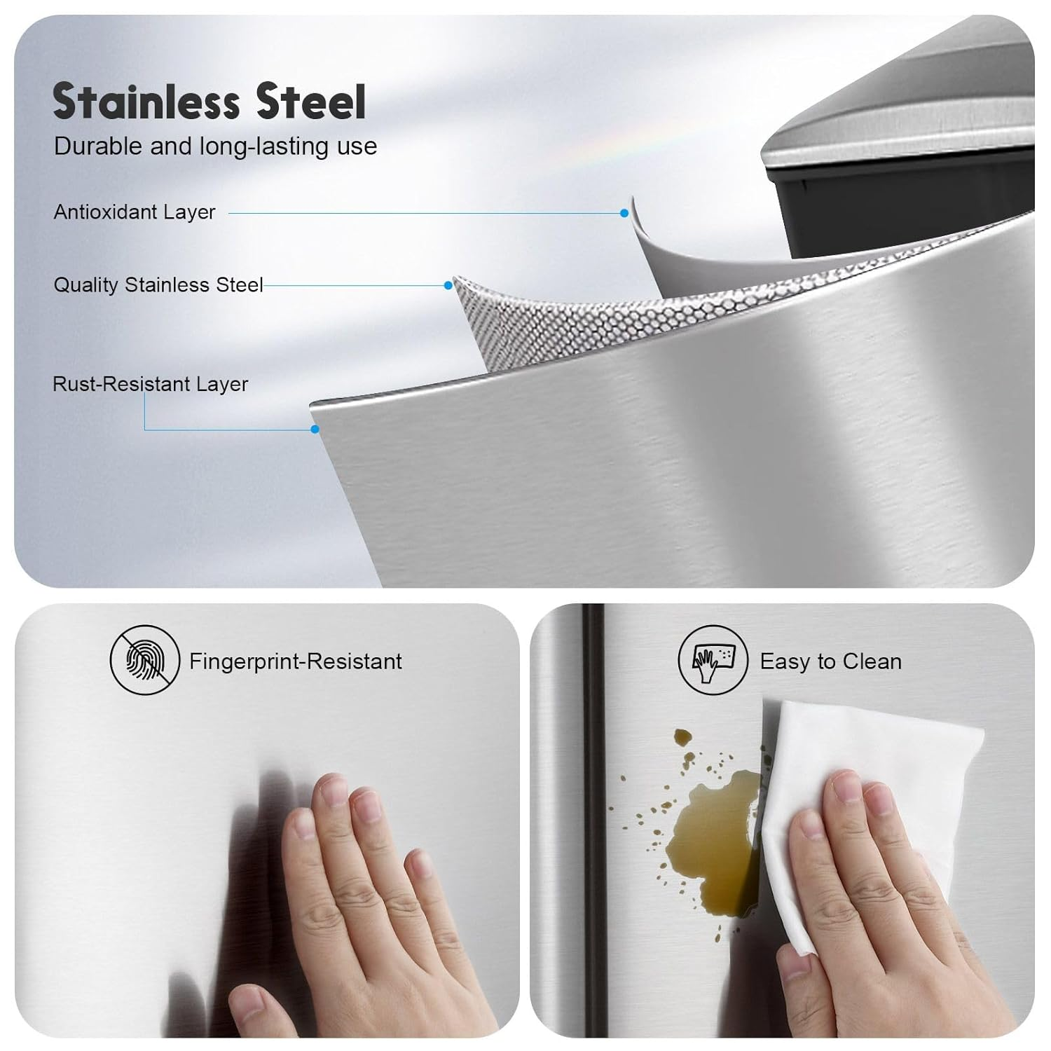 Maxkon 5L Small Pedal Rubbish Bin Stainless Steel Slim Waste Garbage Trash Can Soft Close Lid Bathroom Sliver 26 X 14 X 29 Cm image number 4