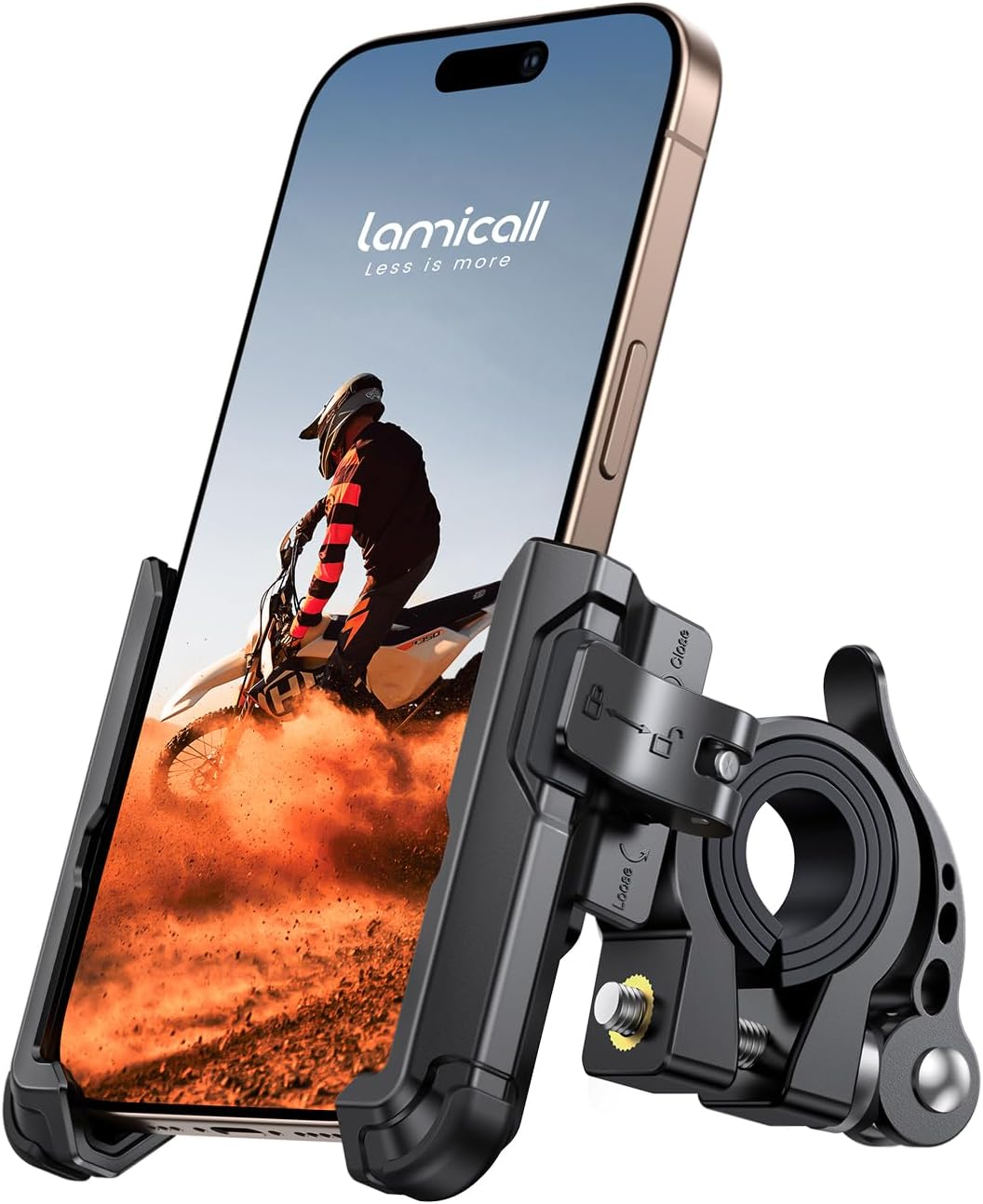 Lamicall Motorcycle Bike Phone Mount - [No Block Camera] [1S Lock] Bike Cell Phone Holder Clamp, Bicycle Scooter Handlebar Clip, for Iphone 16 15 14 Pro Max, Galaxy S25 S24 Ultra, 4.7-7" Phones image number 4