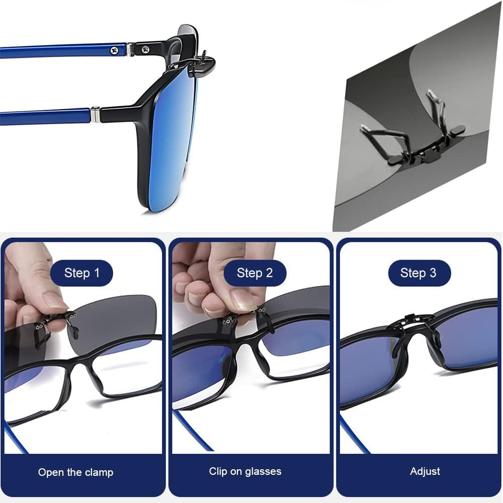 Polarized Unisex Clip on Sunglasses, Anti-Uva UVB Flip up Sunglasses for Driving Fishing Cycling Holiday Sun Men Women - Brown image number 3