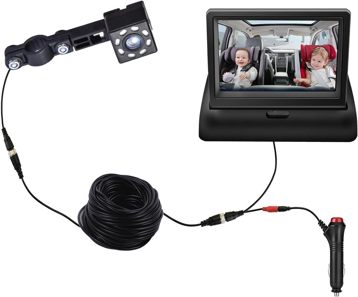 Tootoo LED Night Vision Car Seat Camera Baby Monitor W/ 4.3 Inch Folding Display Screen image number 4