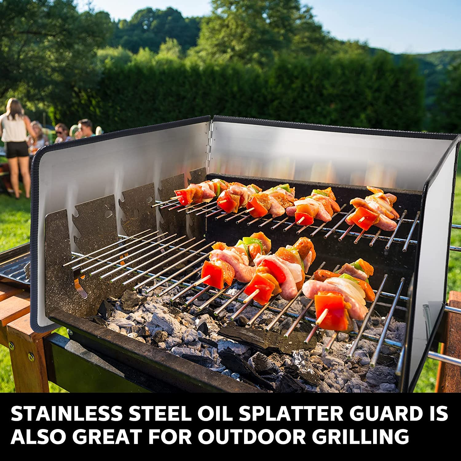 YOZOTI anti Splatter Guard, Stainless Steel Splatter Screen, Folding Grease Splatter Guard for Home Cooking 3/4 Sided anti Splatter Shield Guard for Kitchen Gas Stove (3 Sides-40 * 40 * 30Cm)