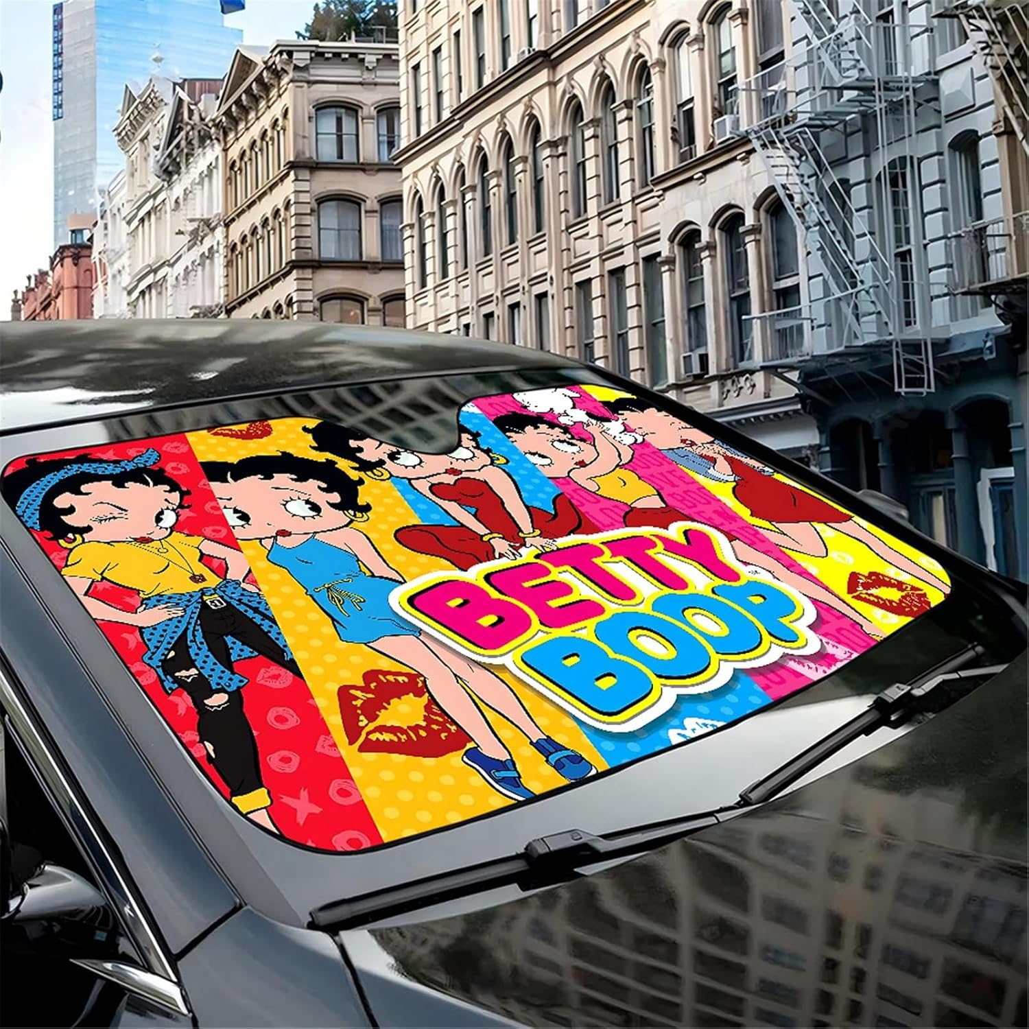 B-Betty-Cute-Girl Anime Car Windshield Sunshade Cover Foldable Automotive Sun Shade Visor Window Reflector Cars Keep Car Cool(Z6) image number 4