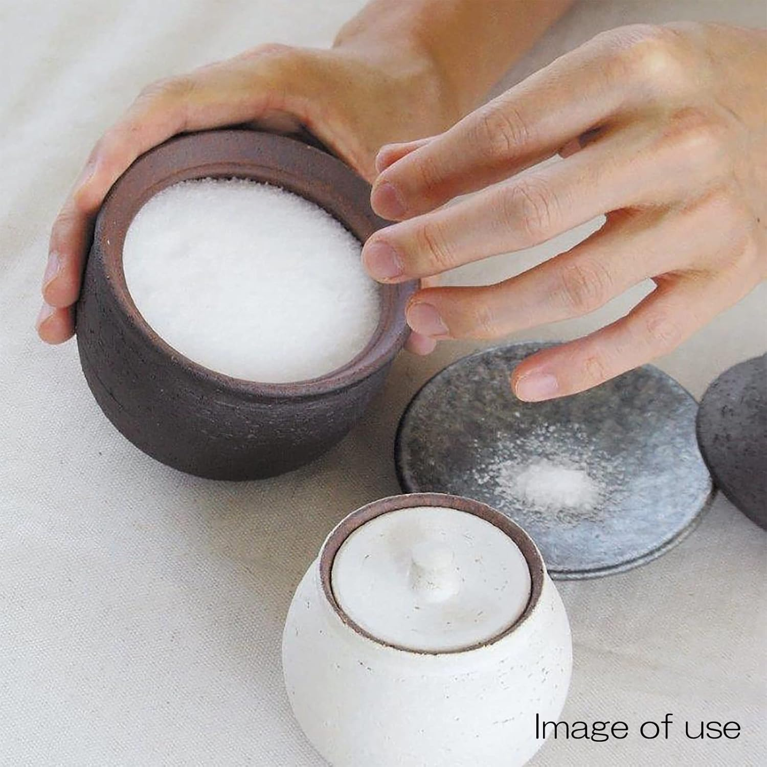 Hechimon MR-3-3537 Shigaraki Ware Moisture Absorbing and Keeping Dry Salt Jar - Large Black Canister Pottery Storage Container, Made in Japan image number 2