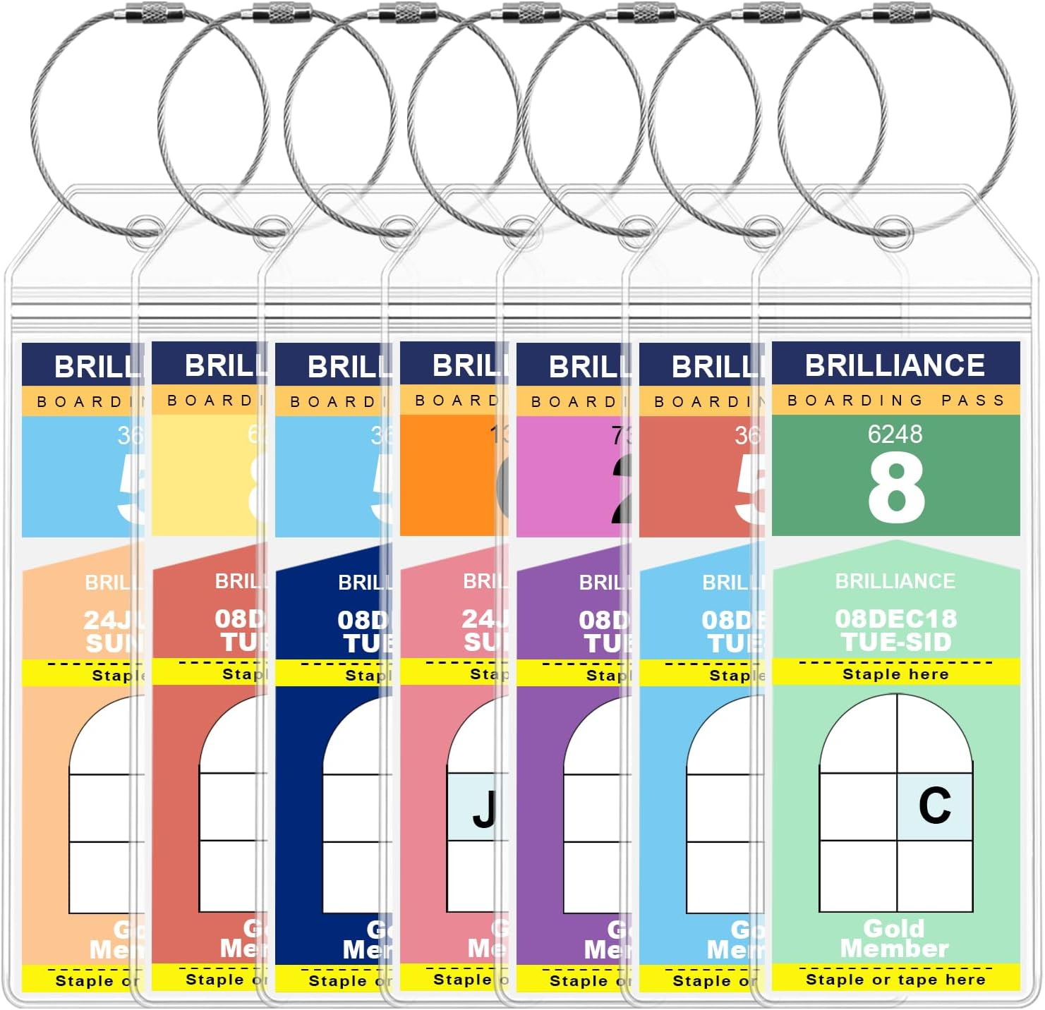 COZY CORE 7 Pack Cruise Luggage Tags for Cruise Ship Essentials for Carnival, NCL, Princess, MSC Cruise Ships