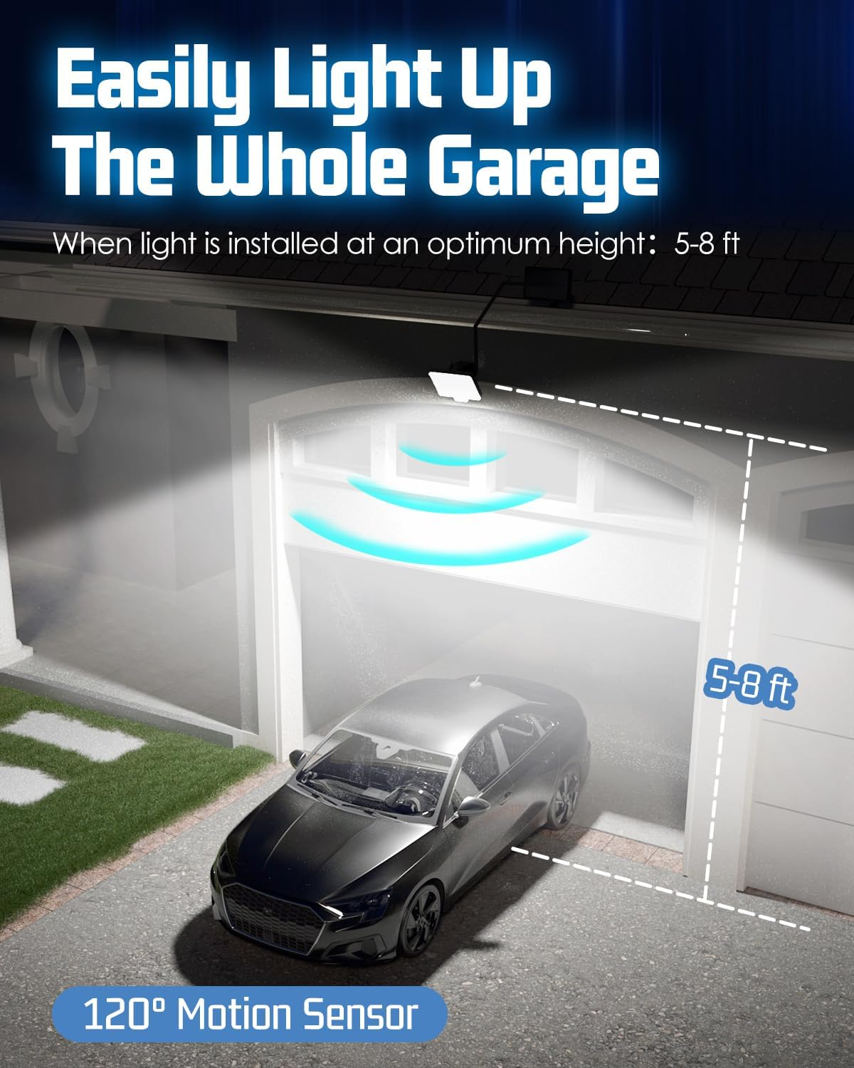 294 LED Solar Motion Sensor Outdoor Lights, 2600Lm Solar Flood Lights, IP67 Waterproof outside Solar Powered Security Spot Lights for Porch Patio Yard Garage Fence Garden, 2 Pack Black image number 6