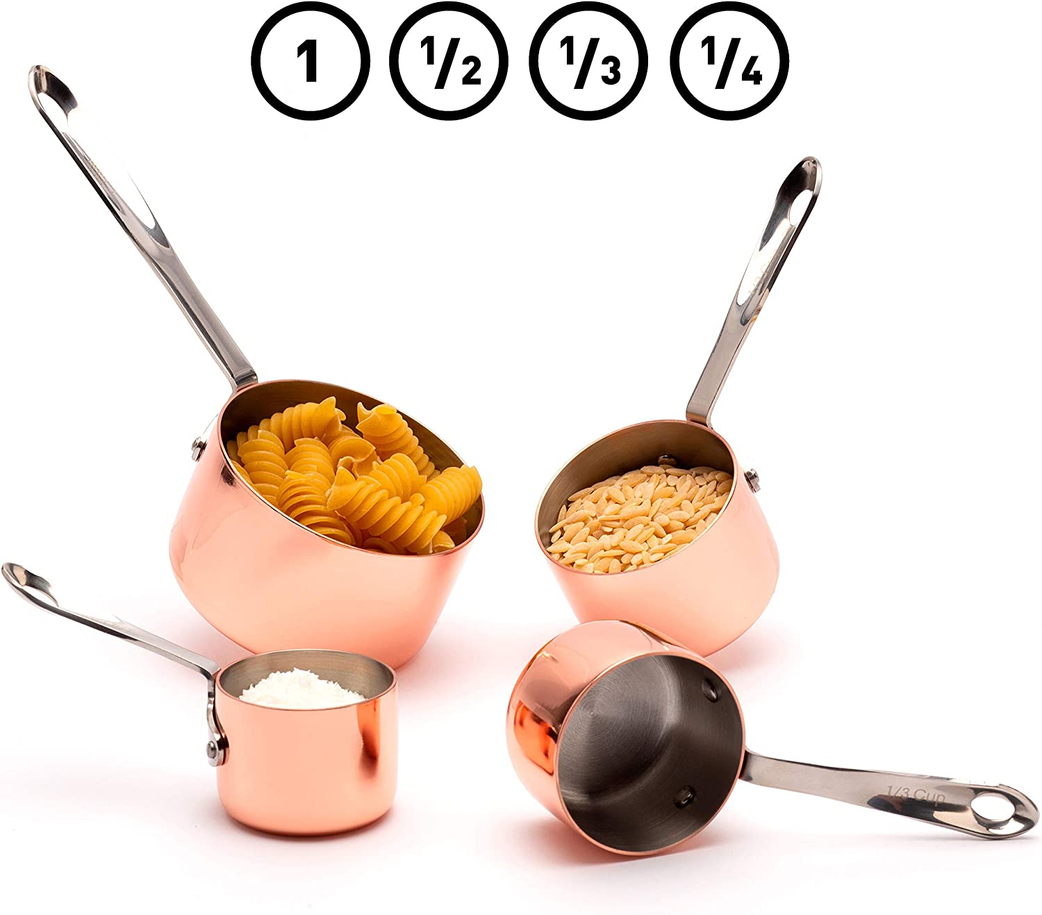 Stainless Steel Copper Plated Measuring Cup Set of 4 | Cooking & Baking Measuring Cups Kit | Liquid & Dry Ingredients | Decorative Quality Kitchen Tool | Great Gifting Idea image number 3