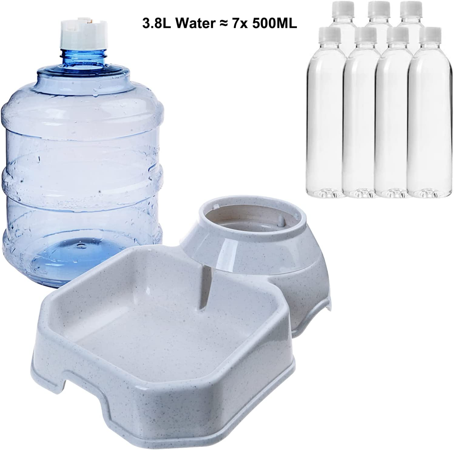 Pet Water Dispenser Station - 1 Gal Replenish Pet Waterer for Dog Cat Animal Automatic Gravity Water Drinking Fountain Bottle Bowl Dish Stand