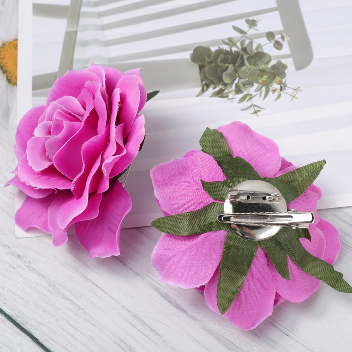 Luxshiny 5Pcs Rose Corsage Flower Brooch Clips for Bridal Hair Accessories Elegant Lifelike Floral for Weddings Parties and Special Occasions - Blue image number 7