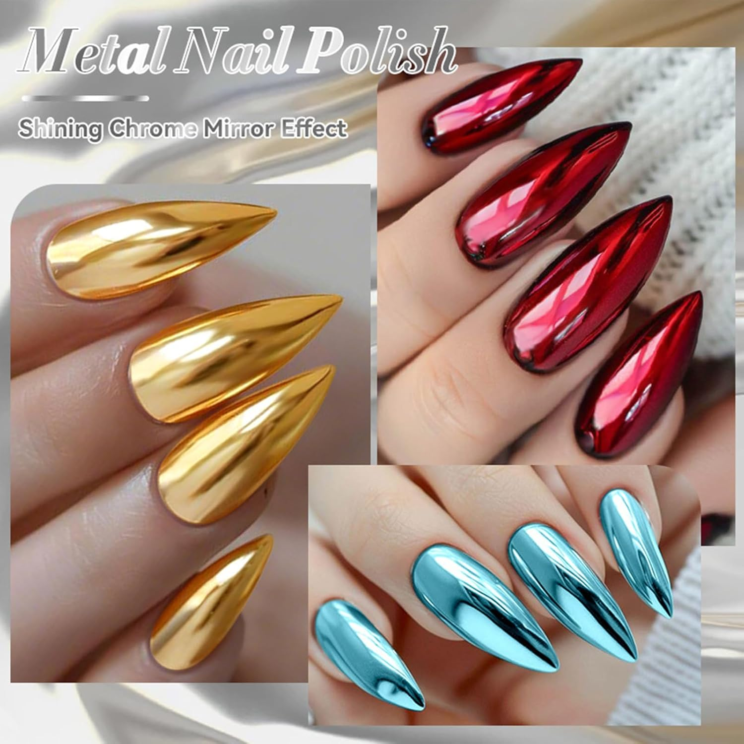 Mirror Nail Polish &ndash; Radiant Chrome Shade Set, Fast-Setting Liquid Glaze, Ultra-Reflective Style Accent, Color-Intense Fingertip Lacquer | for Manicure Creations Fashion Gatherings Festive Evenings Tr image number 2