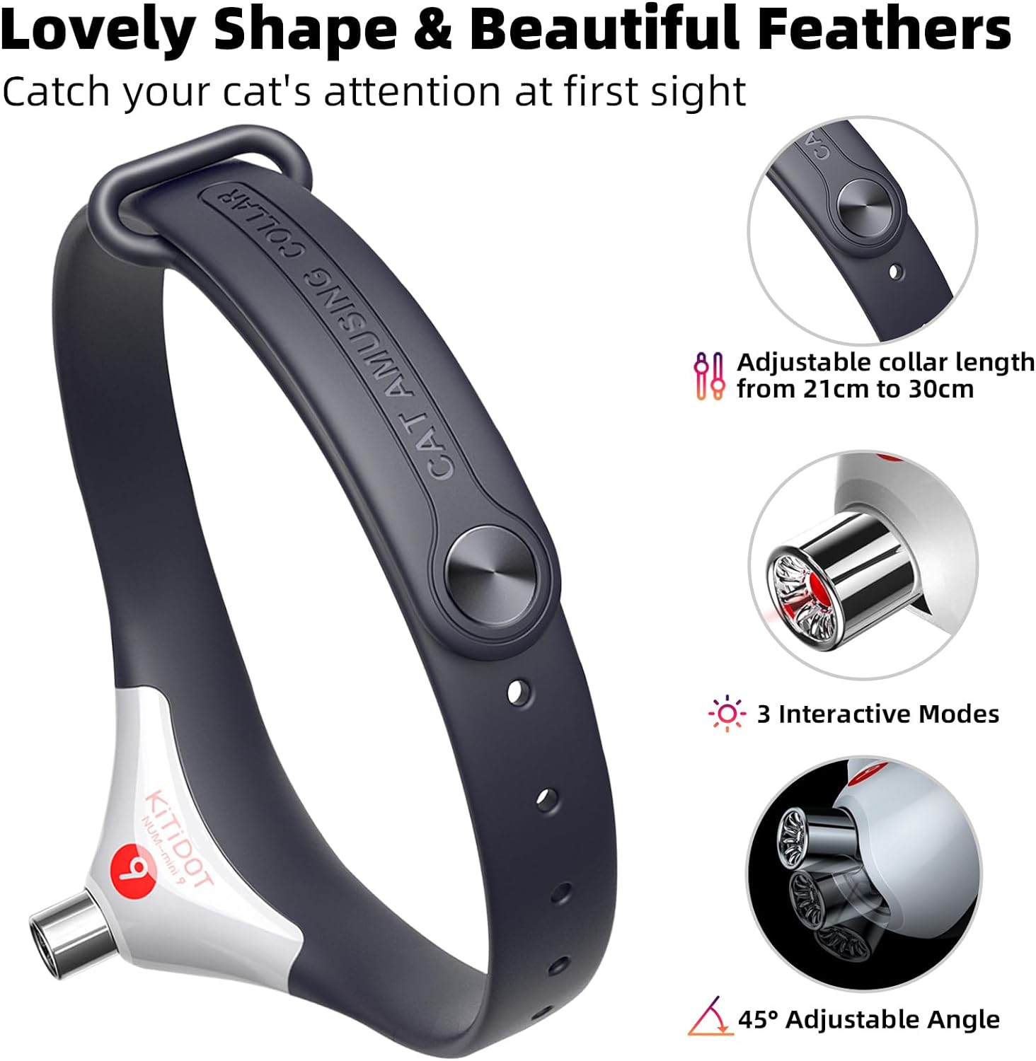 Rechargeable Interactive Laser Collar Toy for Indoor Cats Kittens,Adjustabl Electric Cat Collar Smart Toy,Pets Cats Exercise Toy with LED Lights image number 5