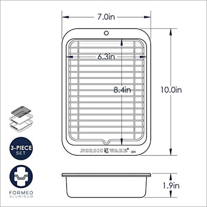 Nordic Ware 43290 3 Piece Naturals Compact Grill and Bake Set, Silver image number 2