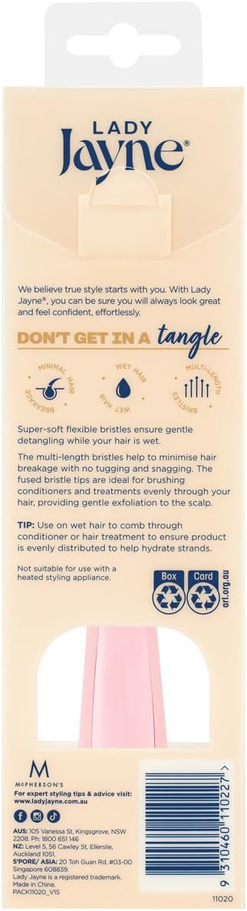 Lady Jayne Tangle Pro Wet Detangling Brush image number 1