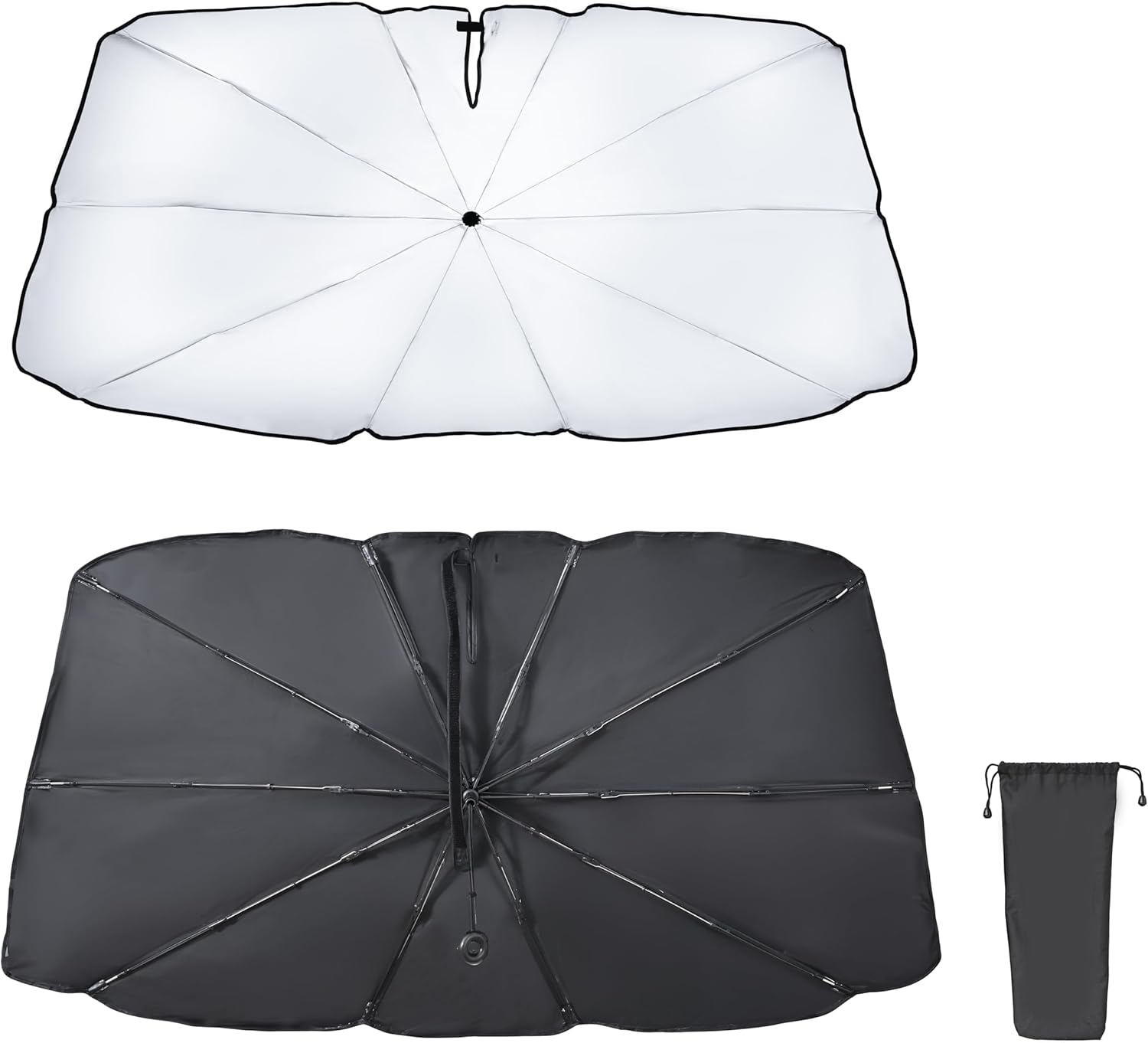 Seiwa Sunshade One-Touch Sun Shade, Size (W X H X H): 52.8 X 30.2 Inches (1325 X 765 Mm), IMP241 Umbrella Shape, Shaftless, Foldable, Titanium, Silver Coating, UV Protection, Light Blocking, Heat image number 4