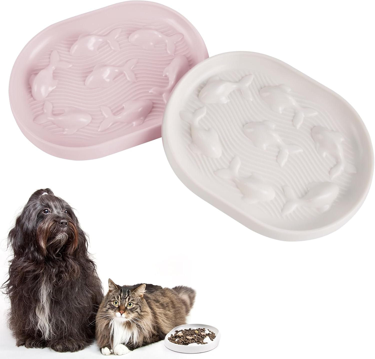 MEGAVOW Pack of 2 Dog Bowls, Slow Feeder, Interactive Pet Feeding Bowl, Slow Feeding Dog Bowl, Cat Bowl, anti Sling Bowl, Slow Feeder for Dogs and Cats, Reduces Swallowing and Overeating