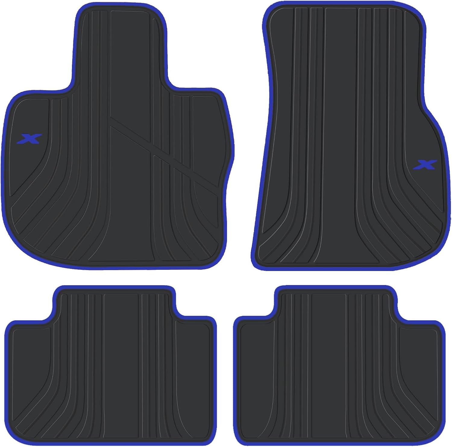 San Auto Car Floor Mat for BMW X3 G01 X4 G02 2018 2019 2020 2021 2022 2023 2024 Custom Fit Black Navy Blue Rubber Auto Floor Liners Set All Weather Protection Heavy Duty Odorless