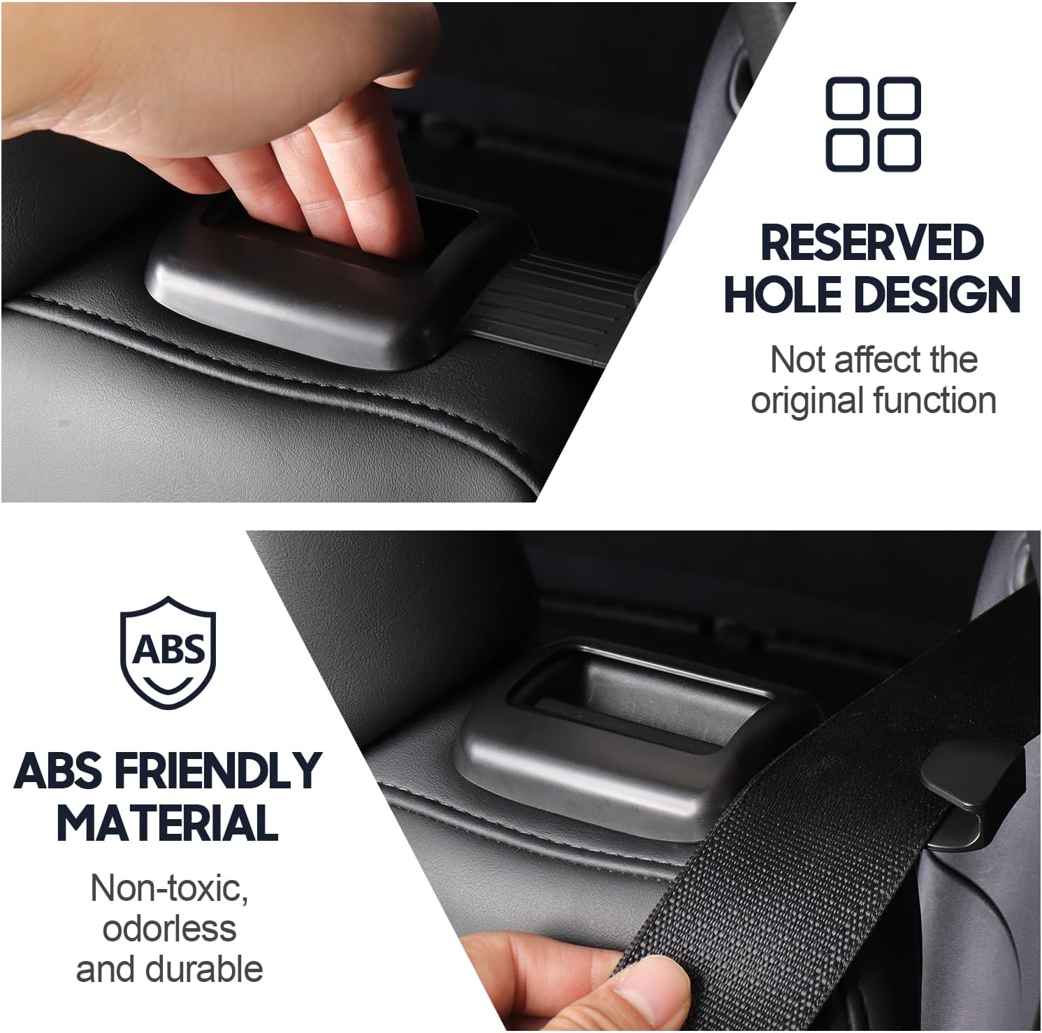 2 Pack Seat Belt Guide Holder for Tesla Model Y, ABS Backseat Seat Belt Organizer, Automotive Interior Accessories Compatible with Tesla Model Y 2021-2024 (Black) - Black B image number 3