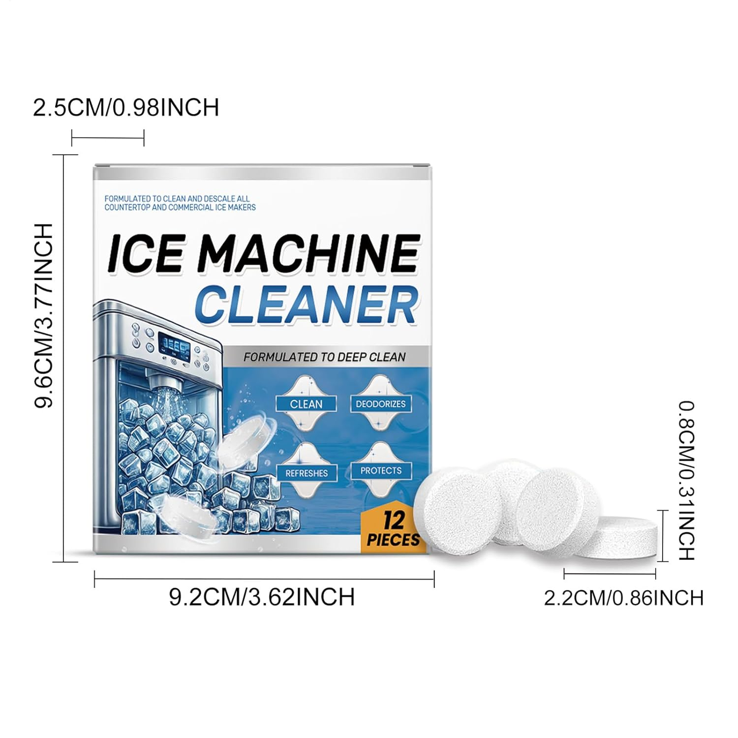 Ice Machine Cleaner | Water Bottle Cleaning Tablets | Powerful Cleaning Tool Multifunctional Kitchen Gadgets for Freezer Refrigerator Restaurants Daily Maintenance Countertops image number 2