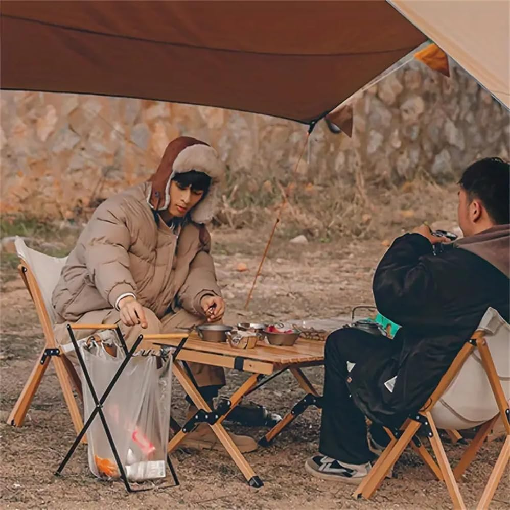 2 Pcs Portable Trash Holder,Outdoor Barbecue Garbage Rack, Camping Garbage Bag Rack, Folded Plastic Bag Holder, Stainless Steel Hanging Rack, with Wooden Handle Iron Art Rubbish Bag Hanging Bracket image number 4