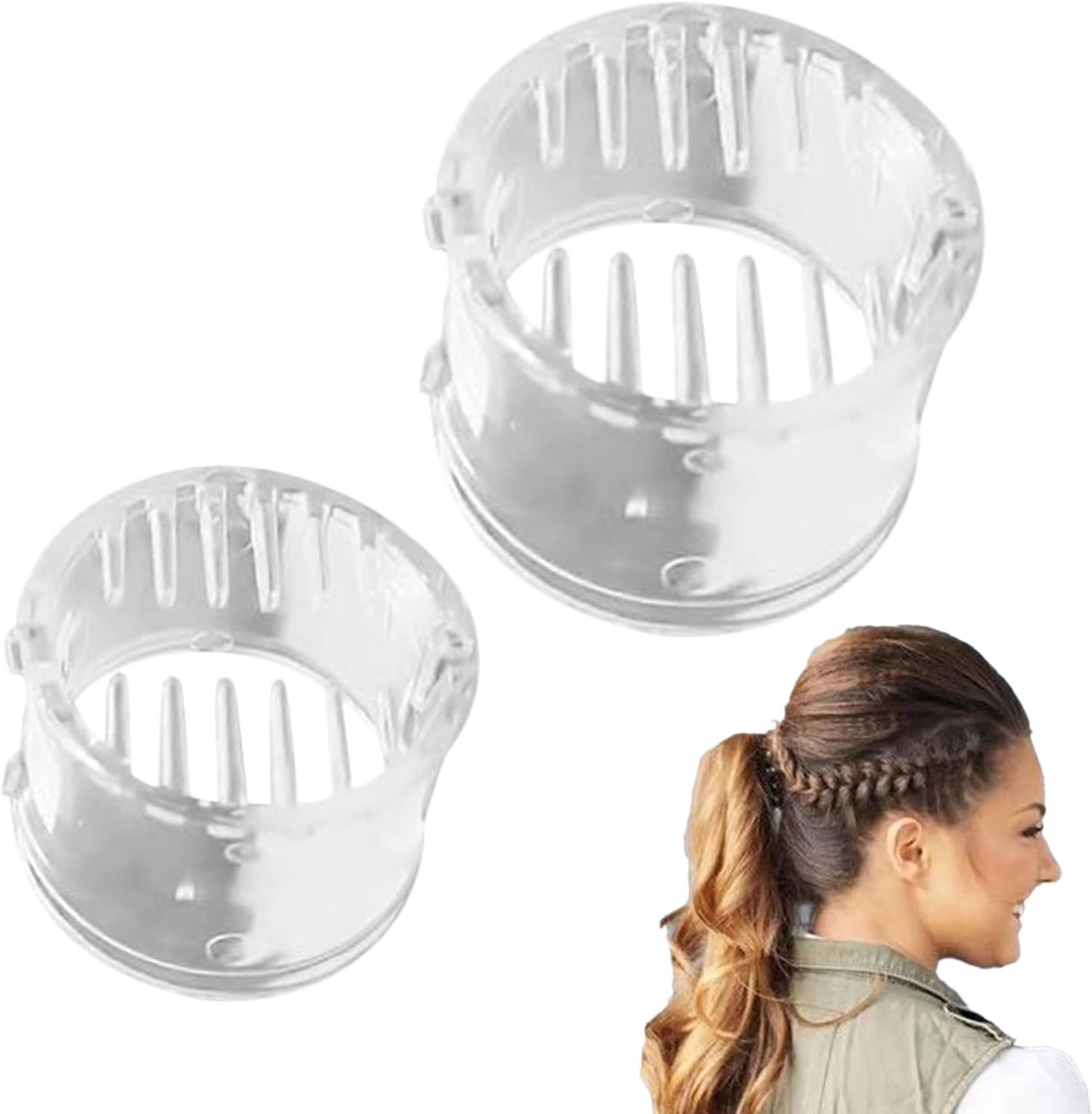 Pony Poppers Clip, 2PCS High Ponytail Clips, Small Pony Poppers Hair Claw Clips Strong Hold, Clear P-Lastic Ponytail Buckle Holder Decorative Clip, for Women & Girls image number 2