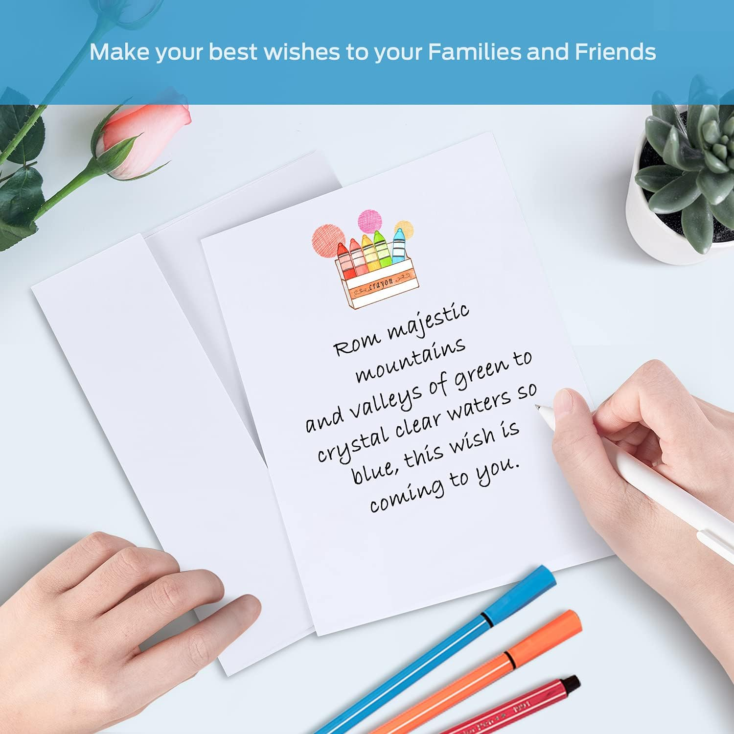 Ohuhu Blank White Cards and Envelopes - 100 Pack 5" X 7" Heavyweight Folded Cardstock and A7 Envelopes for DIY Greeting Cards Wedding Birthday Invitations Baby Shower Thank You Cards image number 3