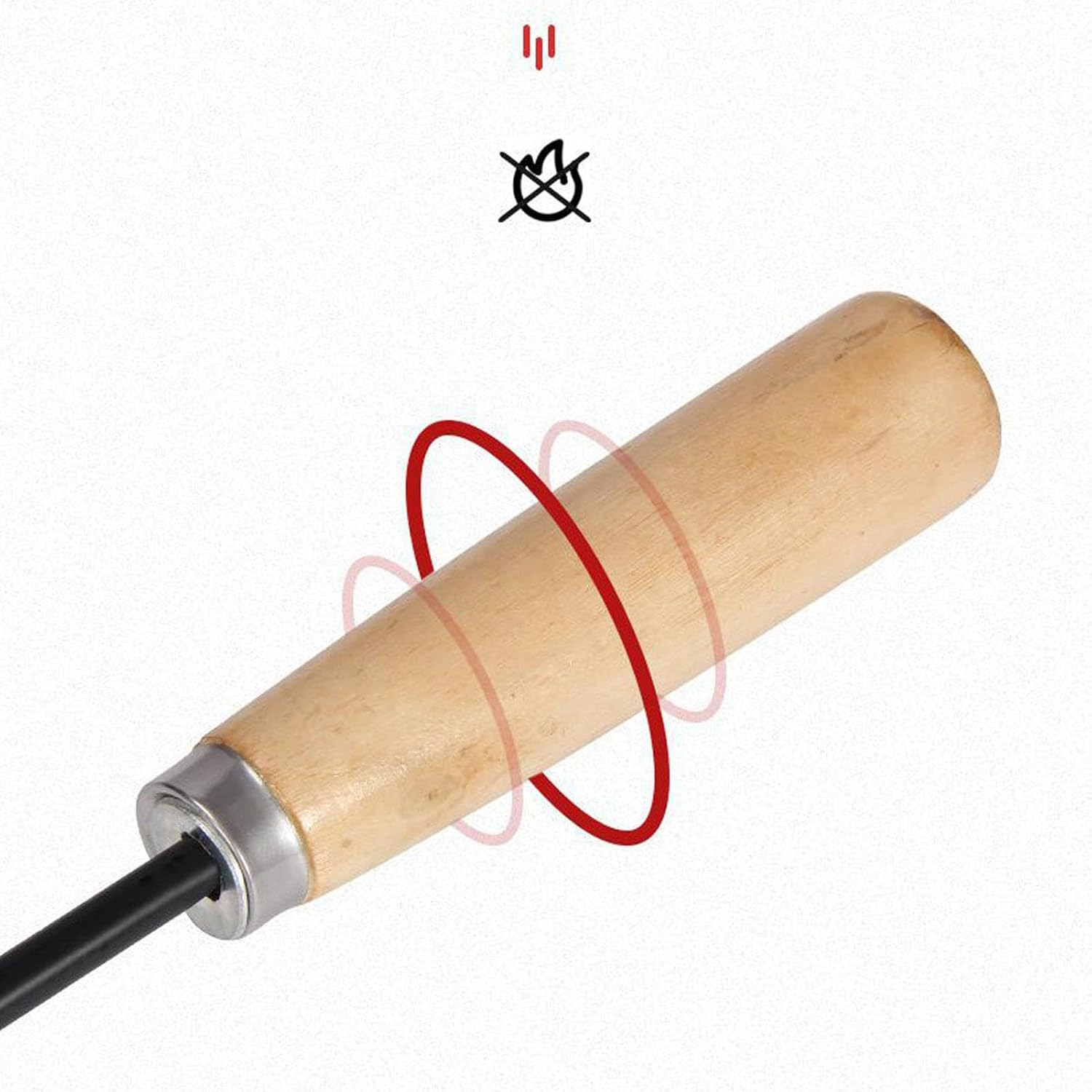 Fire Poker, Portable Fireplace Poker Tool, 33 Inch Fire Poker with Wooden Handle for Fire Pit, Long Portable Campfire Poker, Outdoor Fire Pit Poker image number 3