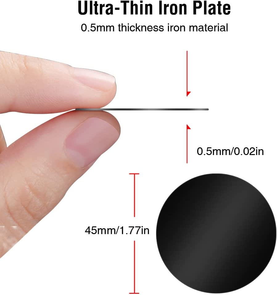 [8 Pack] Magnetic Car Mount Holder Metal Plates, TIQUS 45Mm round Black Universal Replacement Mount Metal Plate Kit with Adhesive for Magnetic Car Mount Cell Phone Holder image number 5