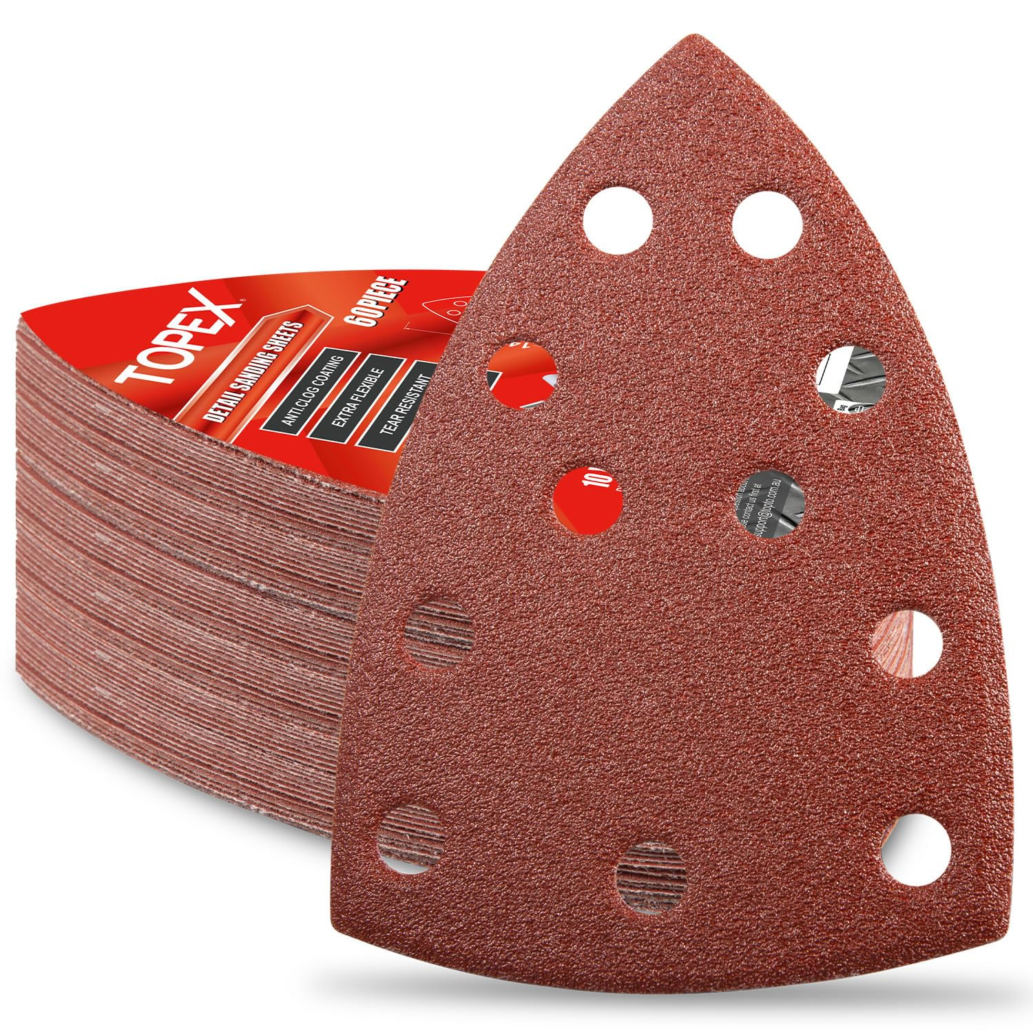 TOPEX Triangle Mouse Detail Sander Pads 102 * 148Mm Sanding Sheets Abrasive Sheet Hook&Loop Mixed Grits Coarse Accessories for TOPEX 3In1 Multi-Function Electric Sander (TX098) image number 2