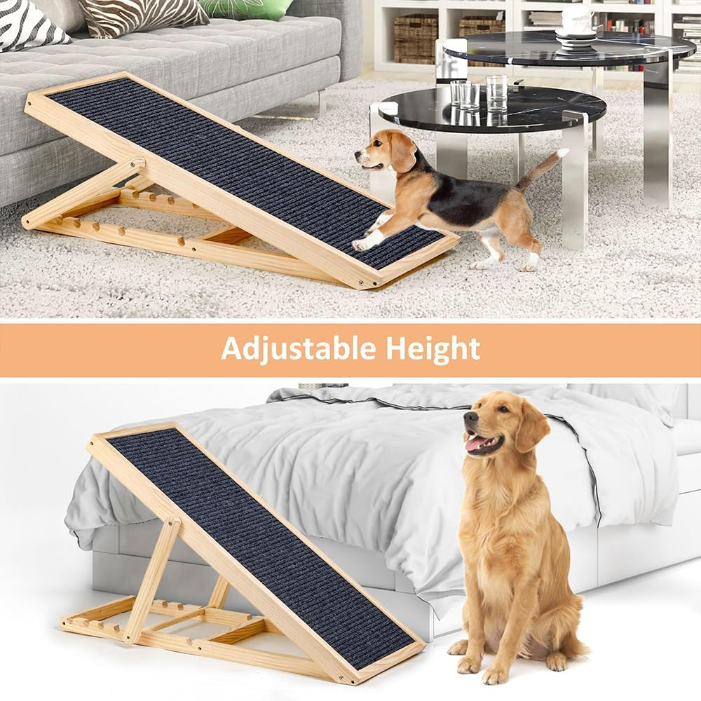 ATDORO Folding Portable Wood Pet Ramp for Small and Older Animals,Lightweight Dog Car Ramps for SUV, Bed, Couch (Large) image number 3