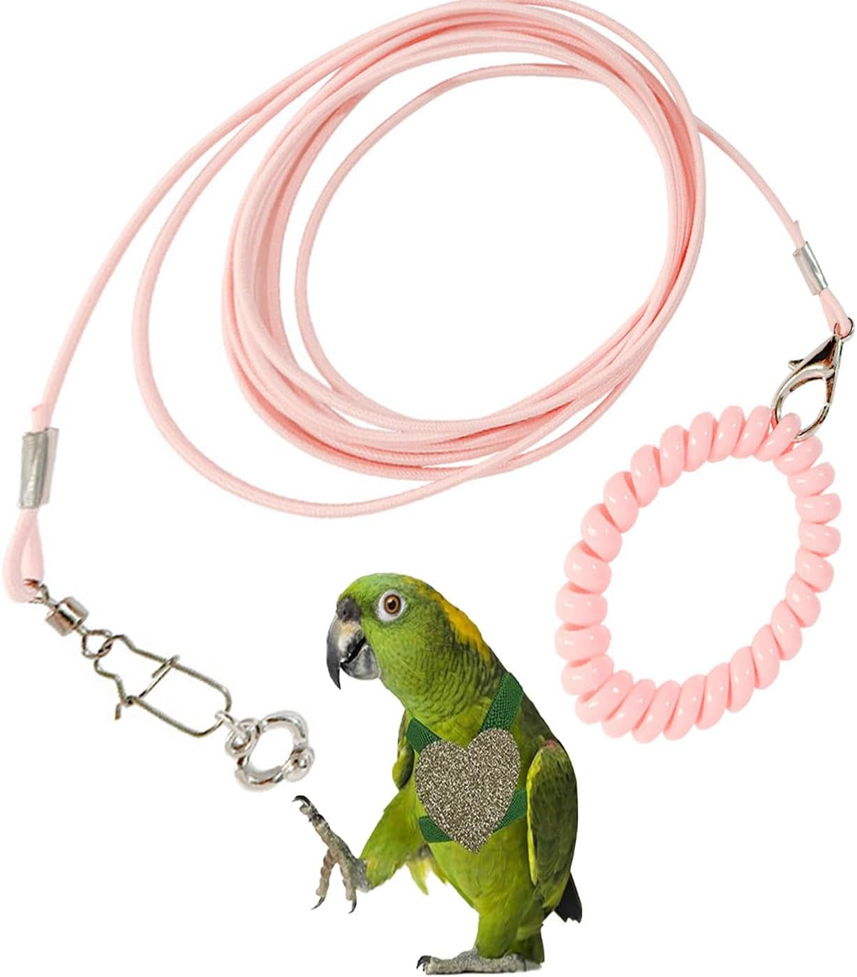 Adjustable Bird Foot Chain Harness Biting Resistant Training Toy with Ankle Ring for Pet Birds Outdoor Flying Training Rope for Terrace (Pink) image number 2