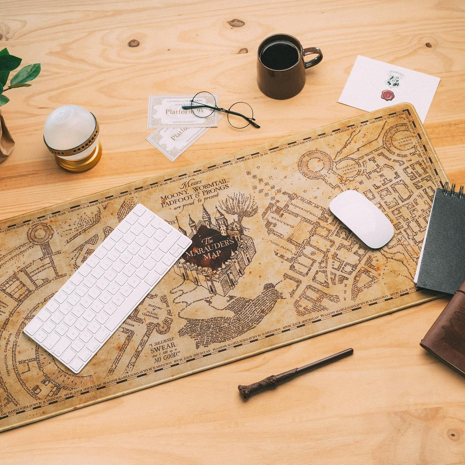 Grupo Erik Harry Potter the Marauder'S Map XXL Mouse Mat - Desk Pad - 31.5 Inch X 13.78 Inch Non-Slip Rubber Base Mouse Pad, Gaming Mouse Pad, Keyboard Mouse Mat - Harry Potter Gifts - Jurassic Park Yellow image number 5