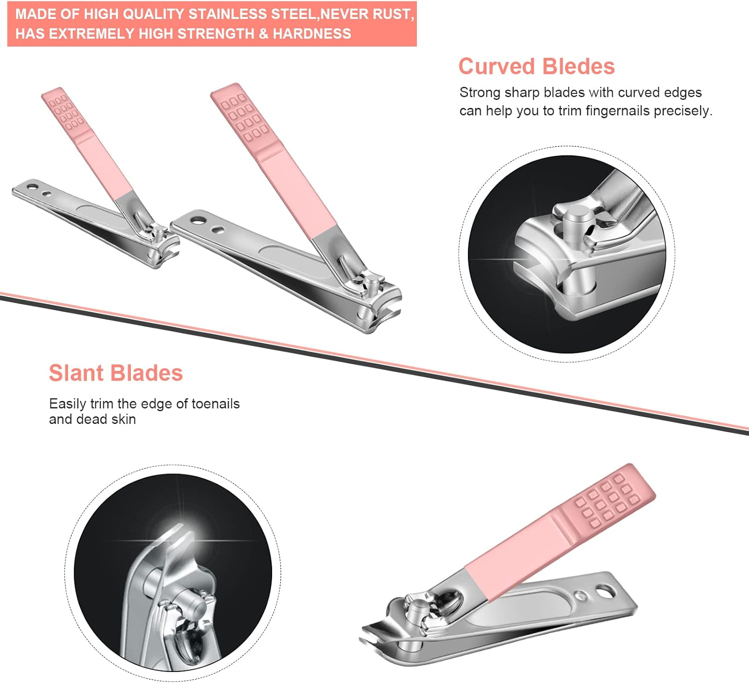 Manicure Set Professional Pedicure Kit Nail Clippers Kit - 18 Pcs Nail Care Tools - Grooming Kit with Luxurious Upgraded Travel Case(Pink) image number 1